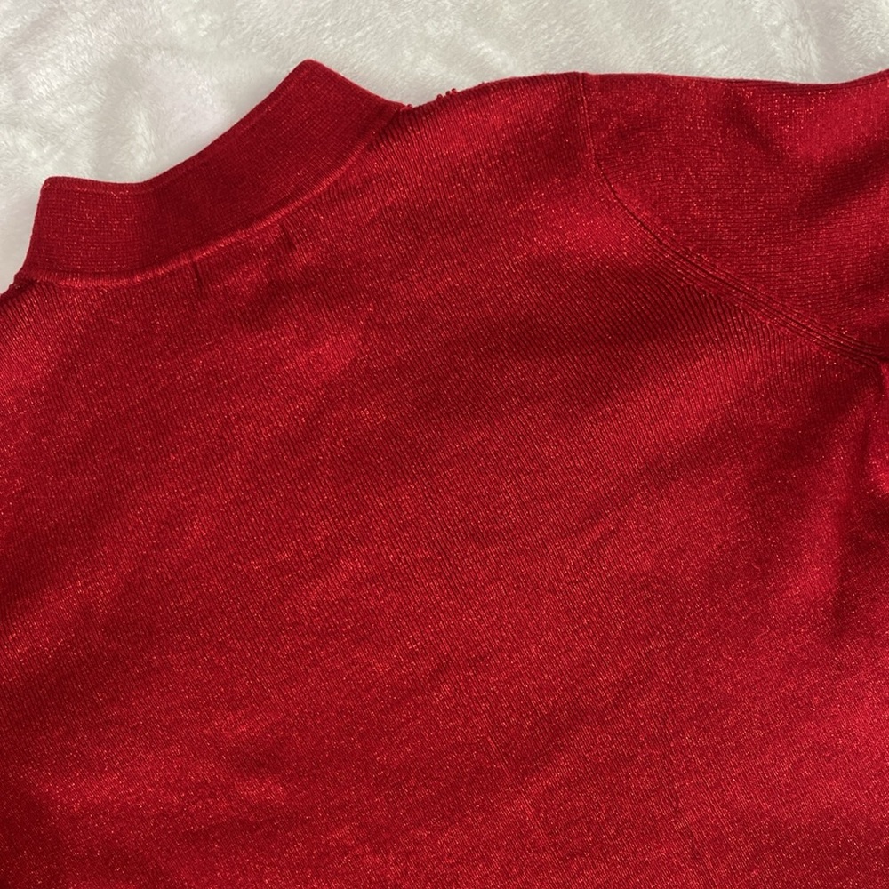 Dark red rhinestone embellished glittery sweater - Picture 10 of 17